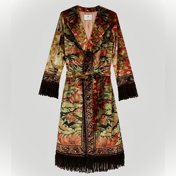 Etro Multicolor Floral Cape coat with Fringe - Picture 12 of 13